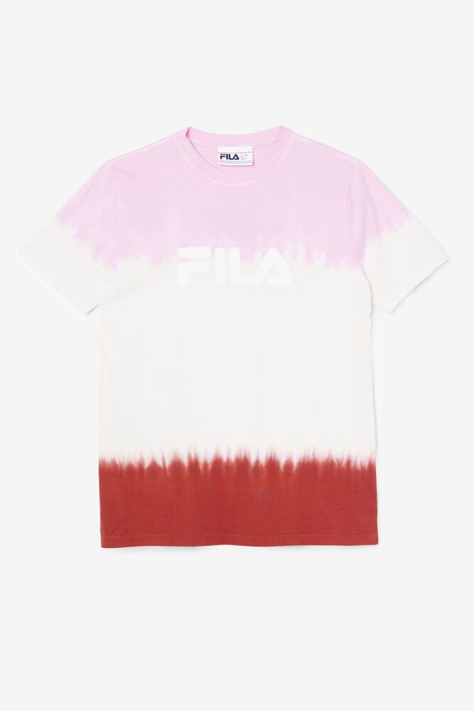 Fila T Skjorte Dame Hvite/Rød/Rosa Alivia Tie Dye 261785-ASE